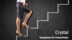  Presentation with businessman climbing the career ladder - Slide deck featuring image of businesswoman climbing career background and a  colored foreground