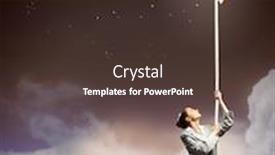  Presentation with climbing - Theme having image of businesswoman climbing the rope attached to yen sign background and a tawny brown colored foreground