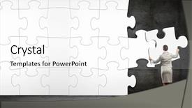  Presentation with connecting - Presentation theme enhanced with image of businesswoman connecting elements background and a  colored foreground