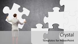  Presentation with connecting - Colorful presentation theme enhanced with image-of-businesswoman-connecting-elements and a  colored foreground