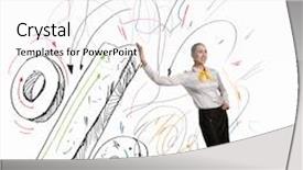  Presentation with percent - Colorful PPT theme enhanced with image of businesswoman leaning on percent sign backdrop and a white colored foreground