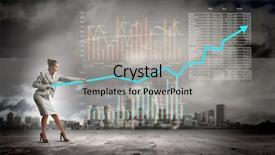  Presentation with circle graph for elementary - PPT theme having image of businesswoman pulling graph background and a light gray colored foreground