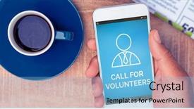  Presentation with human person - Colorful slides enhanced with image of call for volunteer backdrop and a  colored foreground