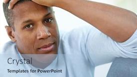  Presentation with man looking up happy - Cool new presentation with image of calm african man backdrop and a light blue colored foreground