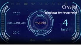  Presentation with digital car - PPT layouts having image-of-car-panel background and a navy blue colored foreground