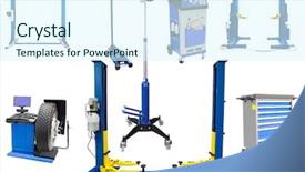  Presentation with repair - Amazing slide deck having image of car repair equipment backdrop and a sky blue colored foreground