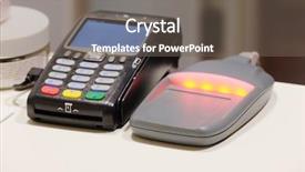  Presentation with machines - Slide deck featuring image of cash machines background and a gray colored foreground