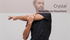  Presentation with workout - Theme having image-of-caucasian-brunette-sportsman background and a mint green colored foreground