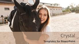  Presentation with cheerful - Theme featuring image-of-caucasian-cheerful-positive background and a coral colored foreground