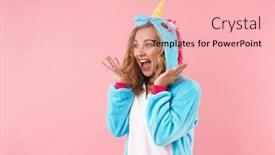  Presentation with pink unicorn - Amazing PPT layouts having image-of-caucasian-excited-woman backdrop and a lemonade colored foreground