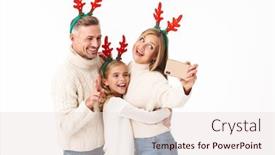  Presentation with antlers - PPT theme with image-of-caucasian-family background and a lemonade colored foreground