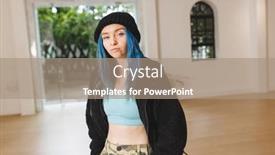  Presentation with hip hop - Presentation design enhanced with image-of-caucasian-female-hip background and a coral colored foreground