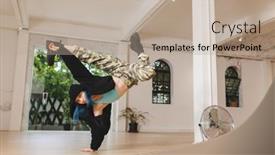  Presentation with hip hop - Presentation theme consisting of image-of-caucasian-female-hip background and a mint green colored foreground