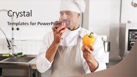  Presentation with pink and white roses shabby chic country - Slides with chiefs - image of caucasian male chief background and a  colored foreground