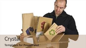  Presentation with recycling paper - Beautiful presentation featuring image of caucasian man recycling backdrop and a coral colored foreground