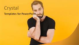  Presentation with basic - Presentation having image-of-caucasian-man background and a yellow colored foreground