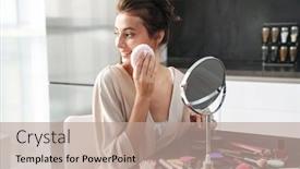  Presentation with makeup - Cool new theme with image-of-caucasian-young-beautiful backdrop and a coral colored foreground