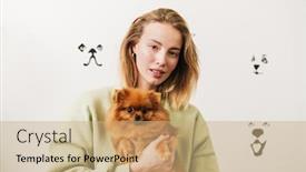  Presentation with grooming dog - Beautiful PPT theme featuring image-of-caucasian-young-woman backdrop and a coral colored foreground