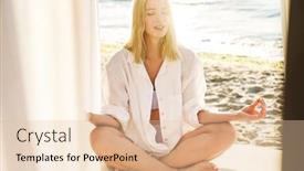  Presentation with lotus - Cool new slide deck with image-of-charming-blonde-woman backdrop and a lemonade colored foreground