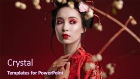  Presentation with kimono - Presentation theme having image-of-charming-geisha-woman background and a wine colored foreground