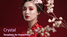  Presentation with kimono - Slides featuring image-of-charming-geisha-woman background and a wine colored foreground