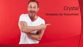  Presentation with cheerful - PPT theme having image of cheerful adult man background and a red colored foreground