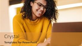  Presentation with living room - Beautiful presentation design featuring image-of-cheerful-african-american backdrop and a gold colored foreground