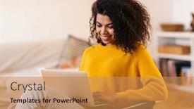  Presentation with living room - Audience pleasing slide set consisting of image-of-cheerful-african-american backdrop and a coral colored foreground