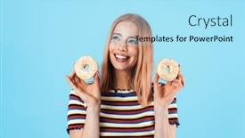  Presentation with donuts - Slide set enhanced with image-of-cheerful-beautiful-girl background and a arctic colored foreground