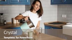  Presentation with basic - PPT theme enhanced with image-of-cheerful-beautiful-woman background and a coral colored foreground