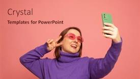  Presentation with cheerful - Slides enhanced with image-of-cheerful-curvy-woman background and a coral colored foreground