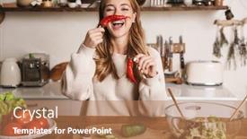  Presentation with cheerful - Beautiful slides featuring image-of-cheerful-cute-woman backdrop and a coral colored foreground