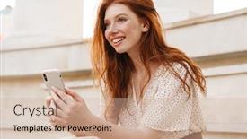  Presentation with ginger - PPT theme with image-of-cheerful-ginger-girl background and a soft green colored foreground