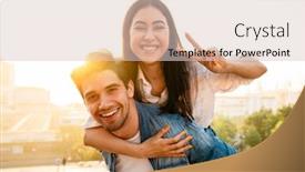  Presentation with multicultural - Cool new slide set with image-of-cheerful-multicultural-couple backdrop and a lemonade colored foreground