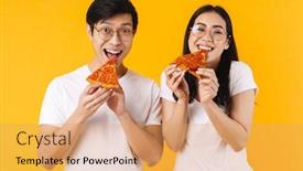  Presentation with prayer image - Audience pleasing slide set consisting of image-of-cheerful-multinational-couple backdrop and a yellow colored foreground