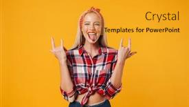  Presentation with cheerful - Presentation consisting of image-of-cheerful-pinup-girl background and a gold colored foreground