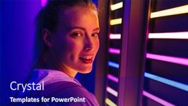  Presentation with illumination - Slides featuring image-of-cheerful-young-caucasian background and a navy blue colored foreground