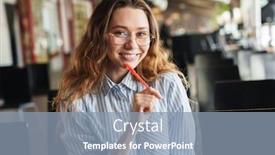  Presentation with planner - Cool new presentation with image-of-cheerful-young-woman backdrop and a light blue colored foreground