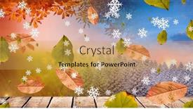  Presentation with falling leaves - Presentation theme having image-of-christmas-snowflakes background and a yellow colored foreground
