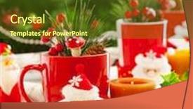  Presentation with green star - Cool new presentation with image of christmas table decoration luxury festive utensil over green fir tree background little red berry twig and star toy decorated table setting in new year eve x-mas holiday banquet backdrop and a tawny brown colored foreground