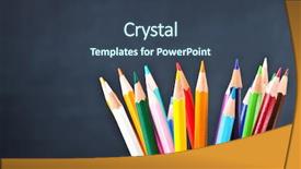  Presentation with classic - Presentation theme enhanced with image of classic colored pensils background and a ocean colored foreground