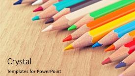  Presentation with colored - Amazing presentation having image of classic colored pensils backdrop and a coral colored foreground
