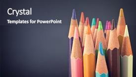  Presentation with classic - Presentation theme featuring image of classic colored pensils background and a tawny brown colored foreground