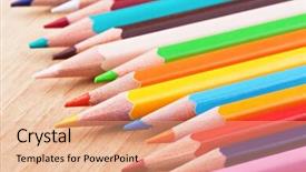  Presentation with classic ornaments - Amazing presentation design having image of classic colored pensils backdrop and a coral colored foreground