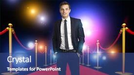  Presentation with red carpet - PPT theme enhanced with image of classic red carpet background and a ocean colored foreground