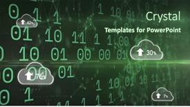  Presentation with green cloud computing - Slide deck featuring image-of-clouds-with-uploading background and a  colored foreground