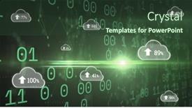  Presentation with green cloud computing - PPT theme with image-of-clouds-with-uploading background and a  colored foreground