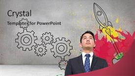  Presentation with grey rocks - Presentation design consisting of image of cogs and rocket background and a  colored foreground