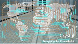  Presentation with circut board - Presentation theme enhanced with image-of-computer-circuit-board background and a mint green colored foreground