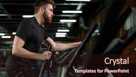  Presentation with exercise sport - PPT theme having image-of-concentrated-young-strong background and a wine colored foreground